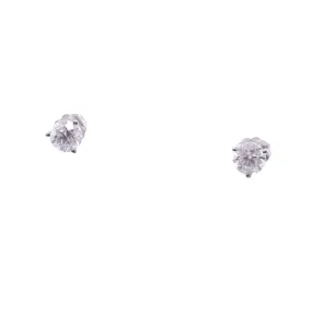 14K WHITE GOLD ROUND BRILLIANT CUT DIAMOND STUD EARRINGS 1.25CTW