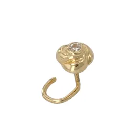 14K Yellow gold clover nose piercing-4445