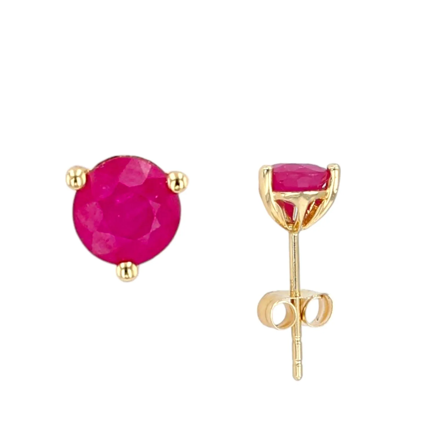 14K Yellow gold martini ruby studs earrings-1008