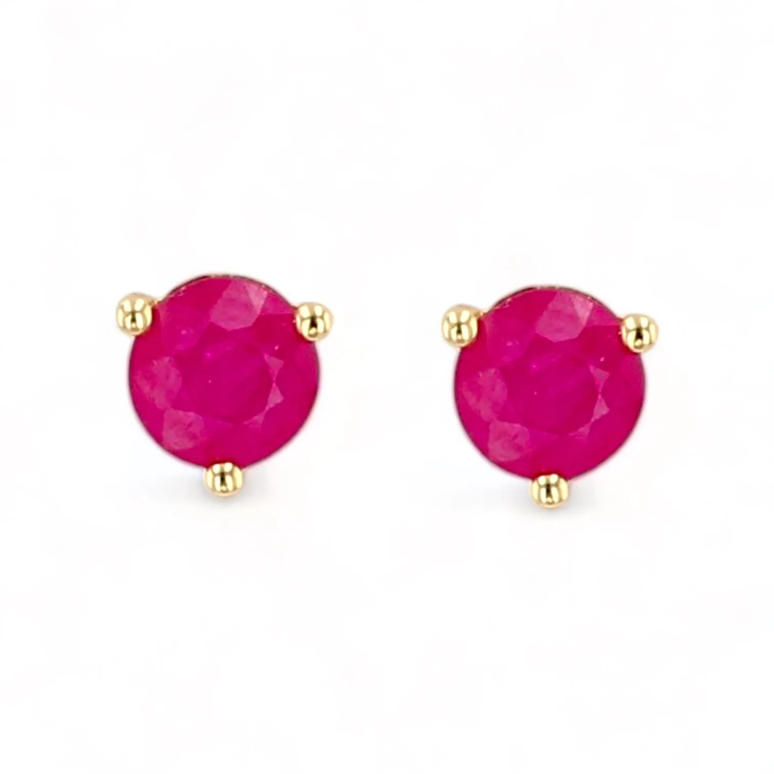 14K Yellow gold martini ruby studs earrings-1008