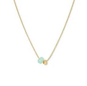 18K Gemstone Dual Bead Necklace with Chrysoprase