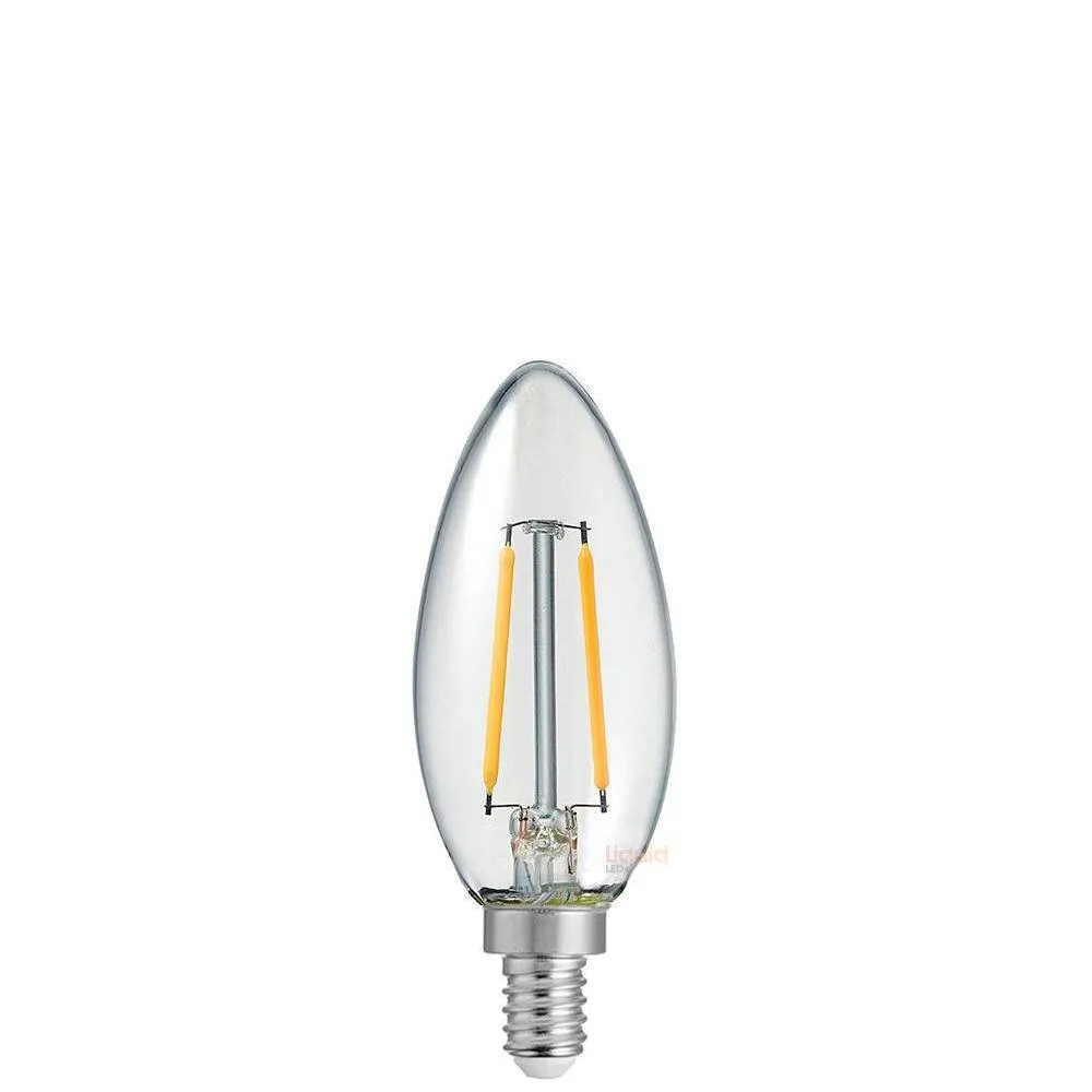 2W Candle LED Bulb E12 Clear in Warm White