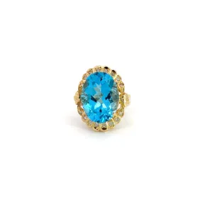 351260-bt7 14kt yellow gold 14.60ct Blue Topaz with .20ct diamond Ring