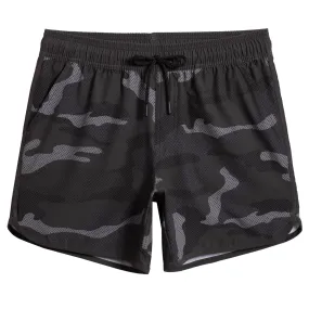 5.5 Inch Inseam Stretch Camo Printed Athletic Gym Shorts