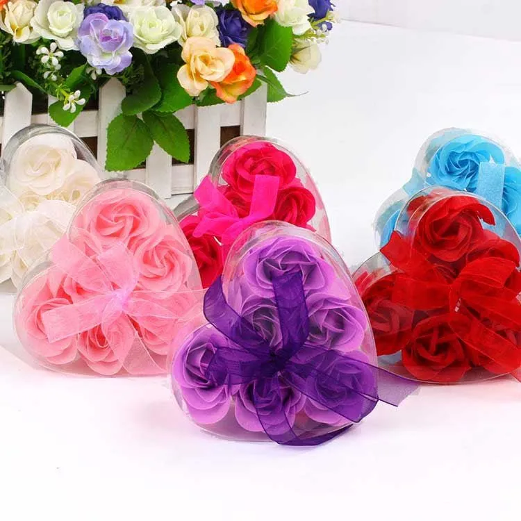 6 Artificial Rose Heart Box with Ribbon