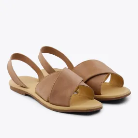 All-Day Cross Strap Sandal Almond