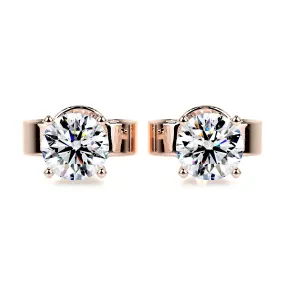 Allen Moissanite Earrings   (2 Carat) -14K Rose Gold