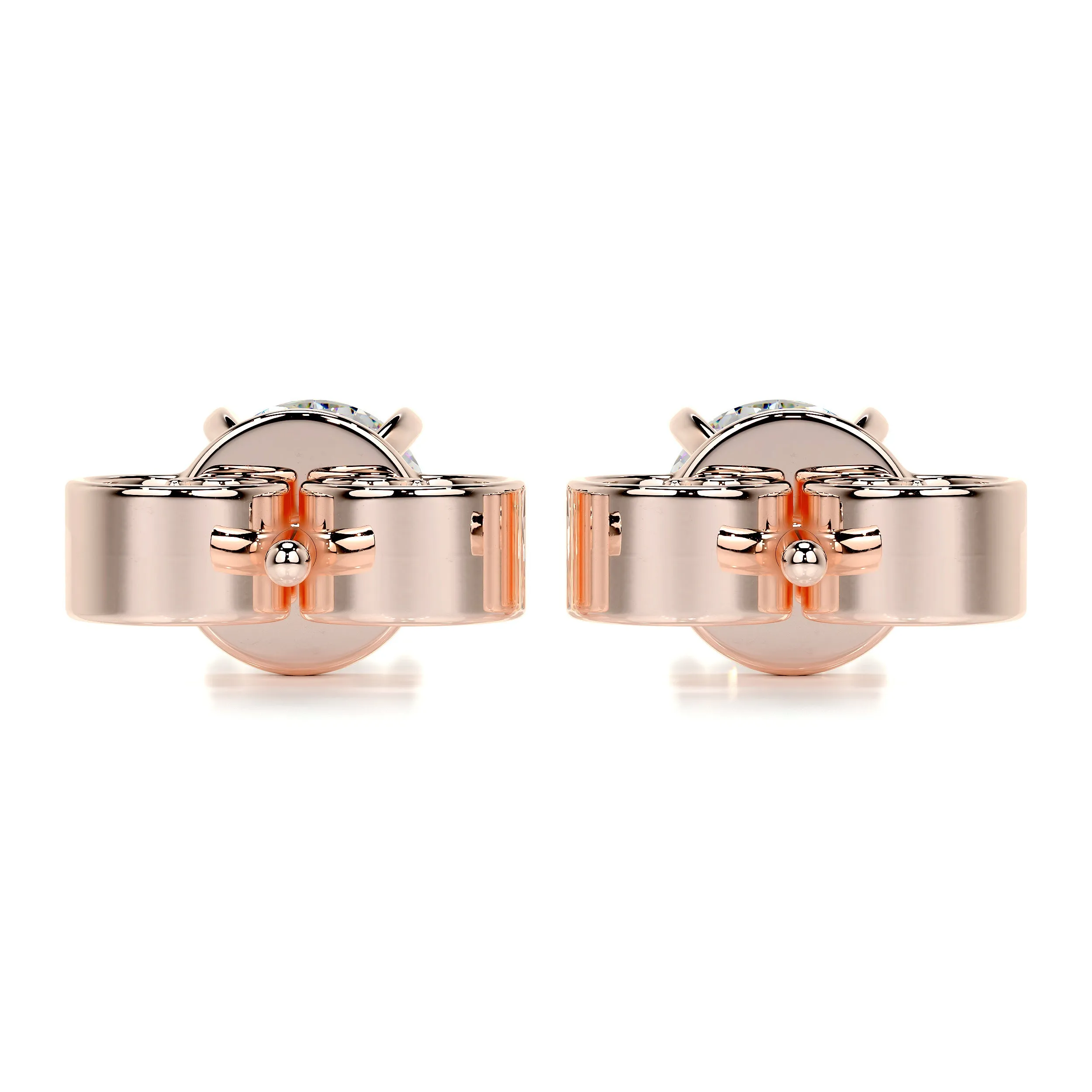 Allen Moissanite Earrings   (2 Carat) -14K Rose Gold