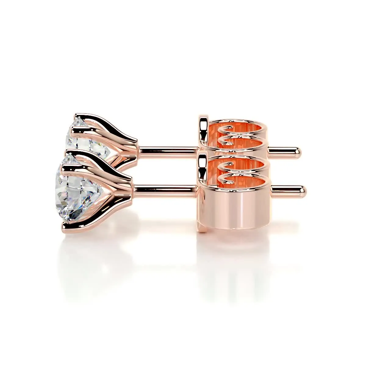 Allen Moissanite Earrings   (2 Carat) -14K Rose Gold