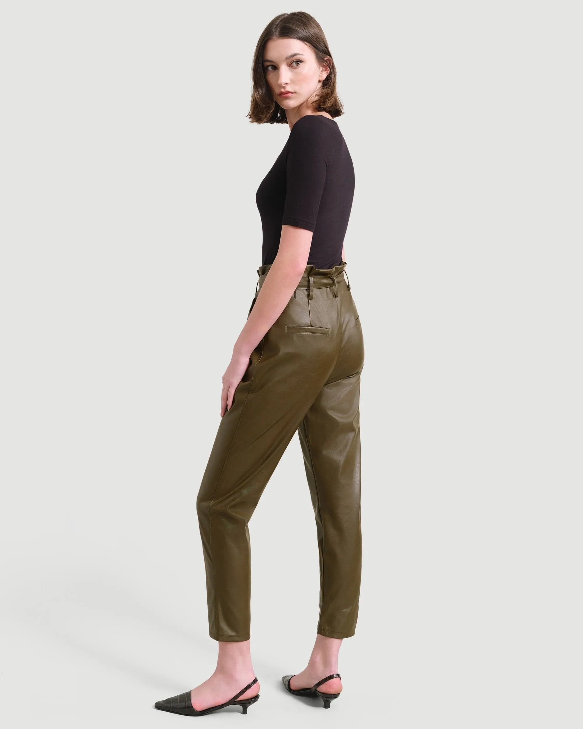 Bethany Paperbag Vegan Leather Trousers