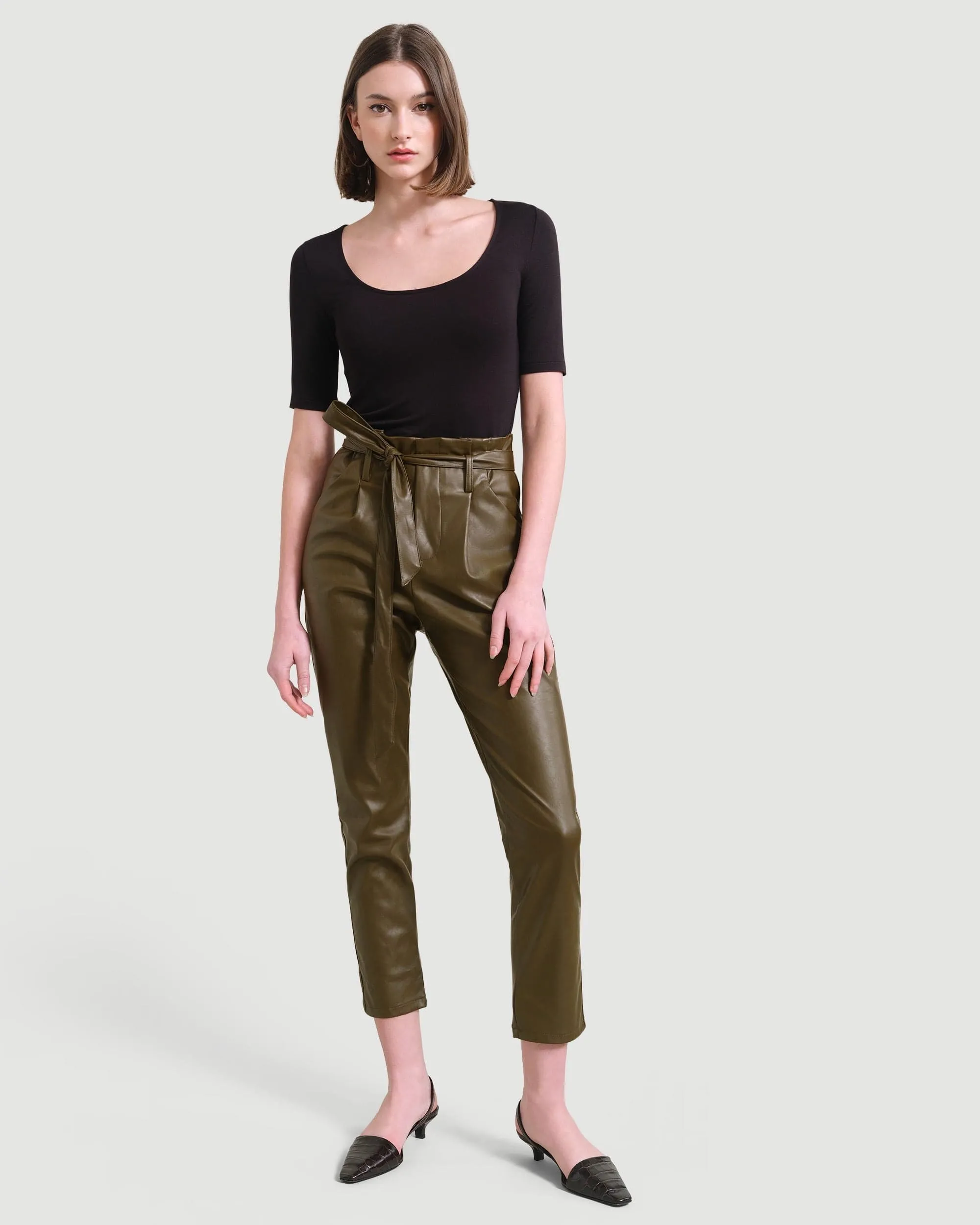 Bethany Paperbag Vegan Leather Trousers