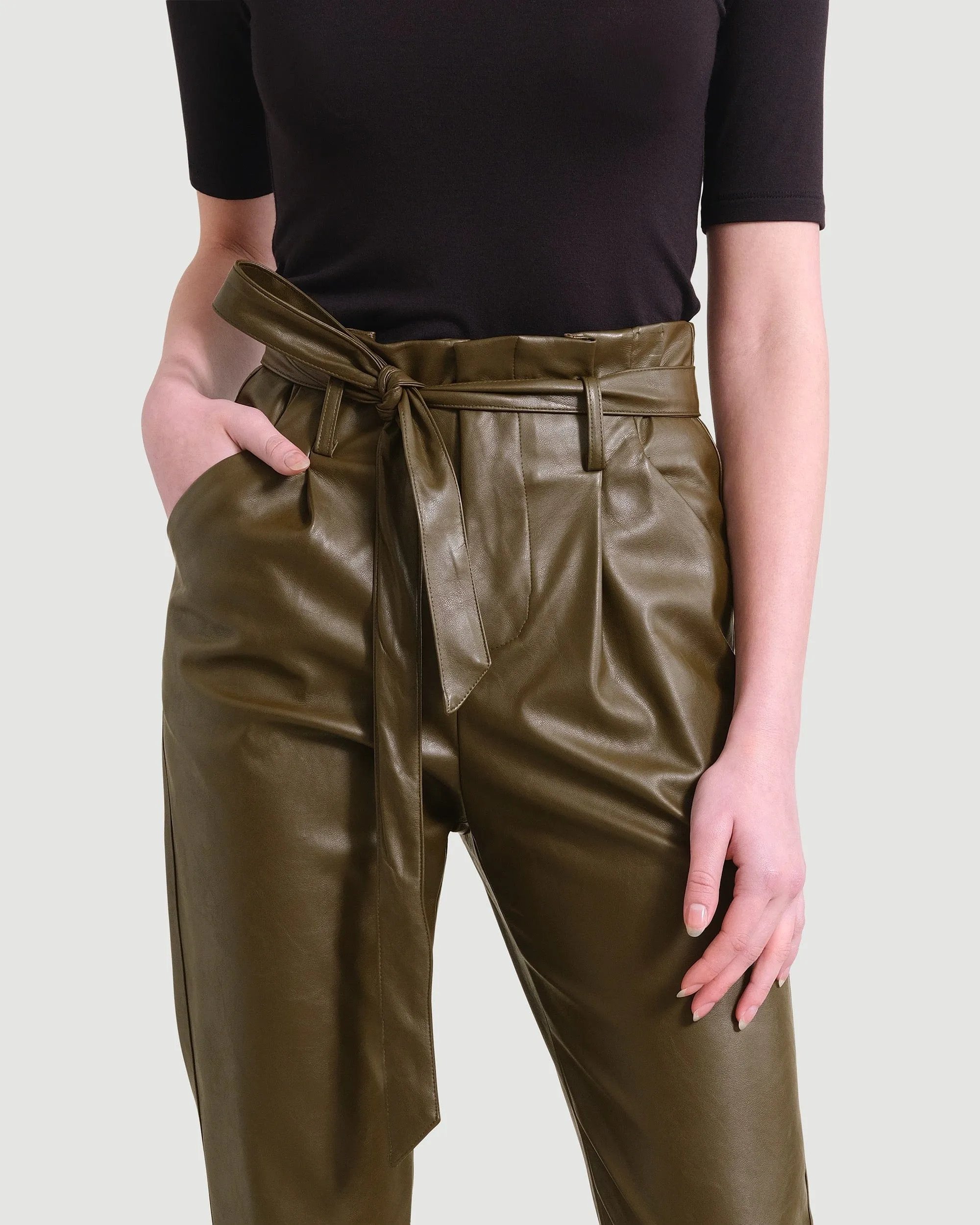 Bethany Paperbag Vegan Leather Trousers