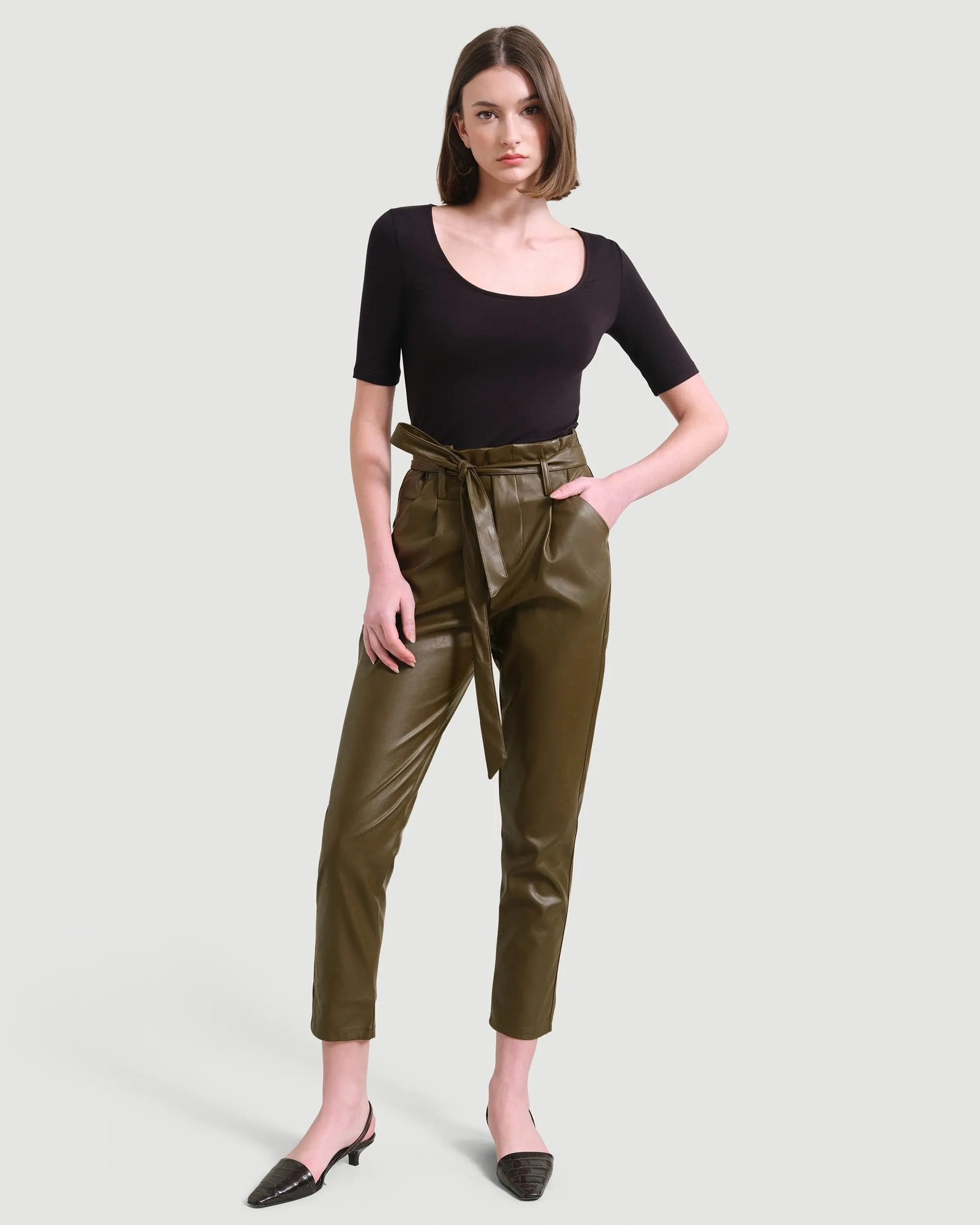 Bethany Paperbag Vegan Leather Trousers