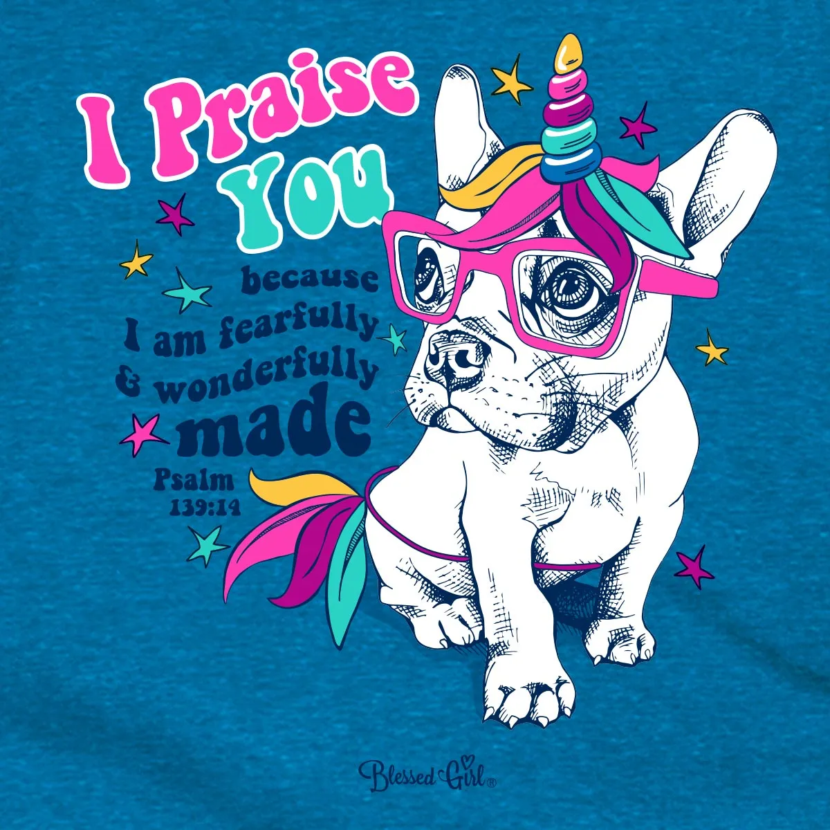 Blessed Girl Kids T-Shirt Praise Puppy