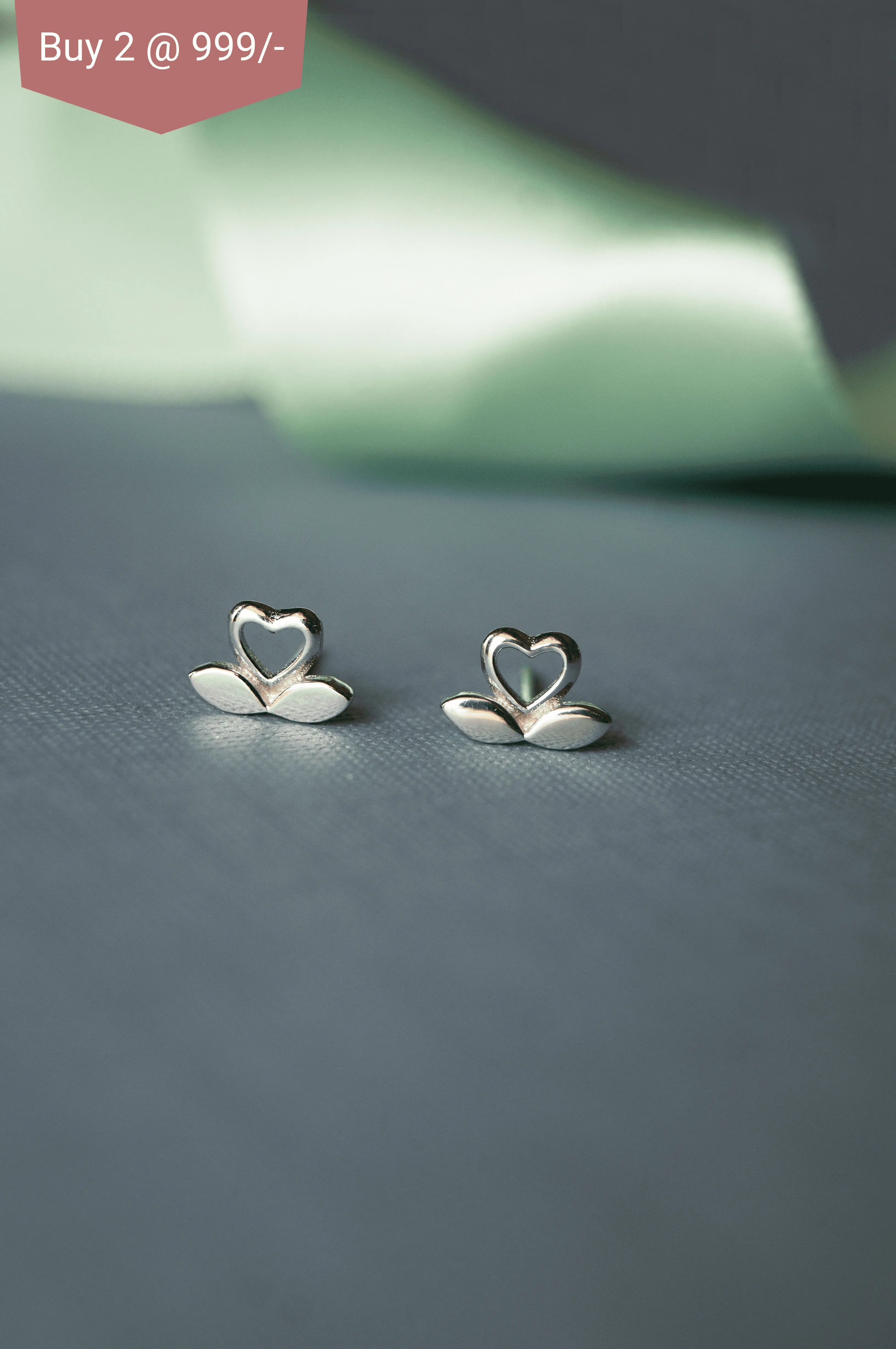 Blooming Heart Gold Plated Mini Sterling Silver Stud Earrings