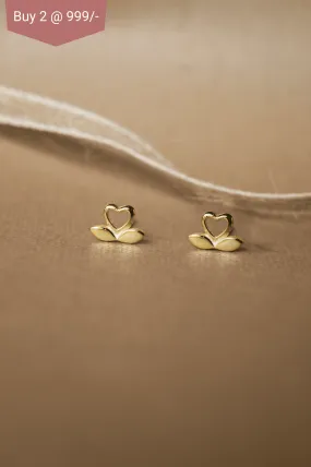 Blooming Heart Gold Plated Mini Sterling Silver Stud Earrings