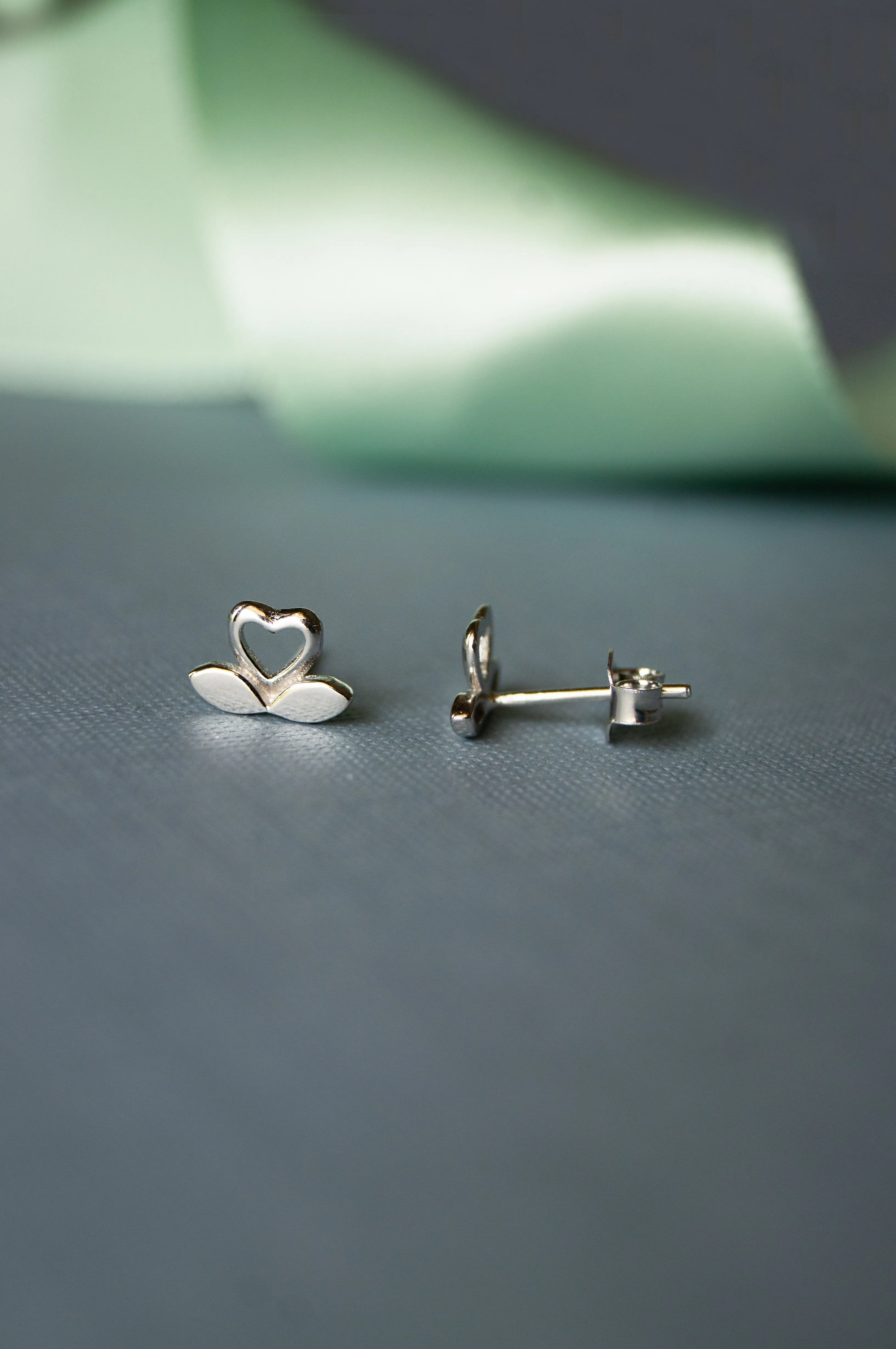 Blooming Heart Gold Plated Mini Sterling Silver Stud Earrings