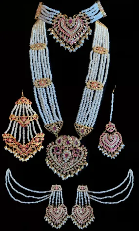 BR305 Insha Ruby pearl jadau bridal set ( SHIPS IN 4 WEEKS)