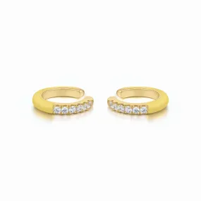 Cardea | Morel Single Earcuff | 925 Silver | Yellow Enamel & White CZ | 14K Gold Plated