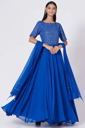 Cobalt Blue Anarkali Set