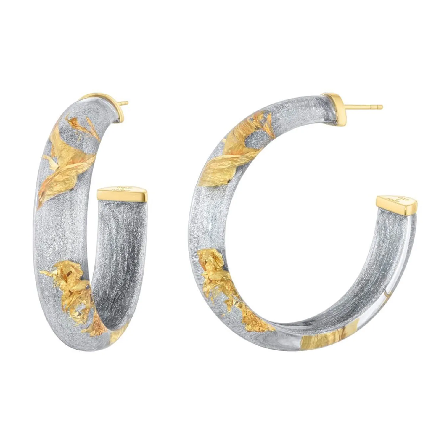 Color Gold Leaf Lucite Hoop Earrings