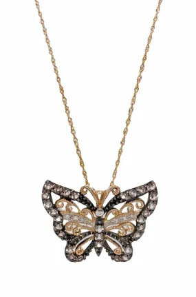 Diamond Encrusted 10kt Gold Butterfly Necklace