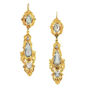 Early Victorian Aquamarine Drop Earrings