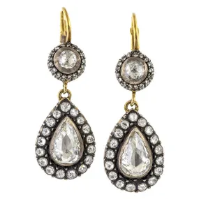 Estate Rose Cut Diamond Drop Earrings