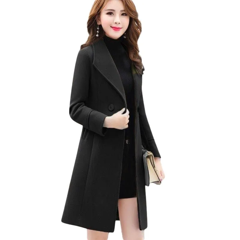 GLORIA Design Women's Fine Fashion Olive Green Elegant Luxury Style Designer Wool Coat