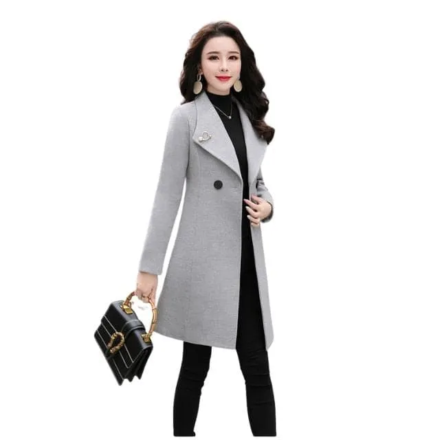 GLORIA Design Women's Fine Fashion Watermelon Pink Elegant Luxury Style Designer Wool Coat