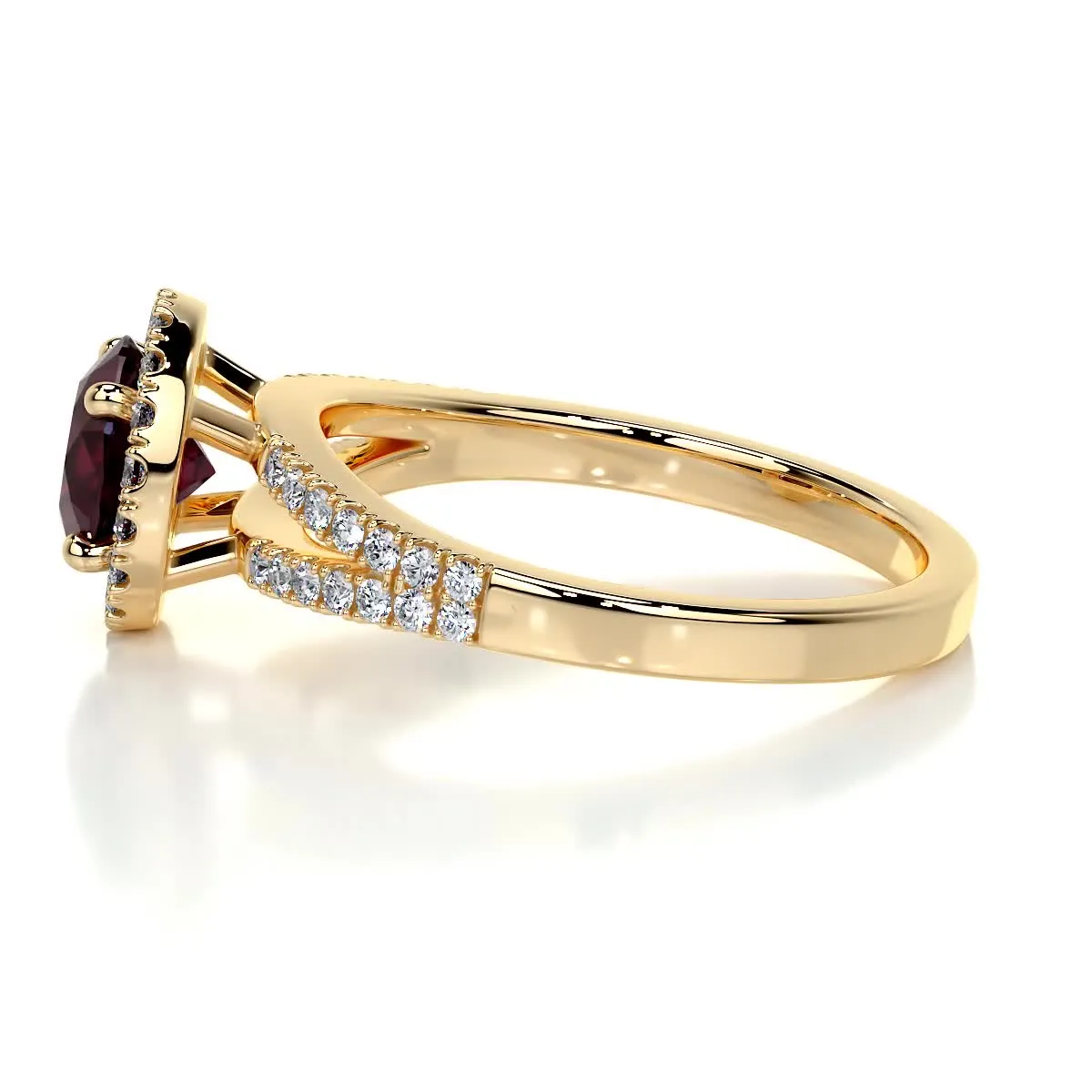 Hazel Gemstone & Diamonds Ring   (1.25 Carat) -18K Yellow Gold