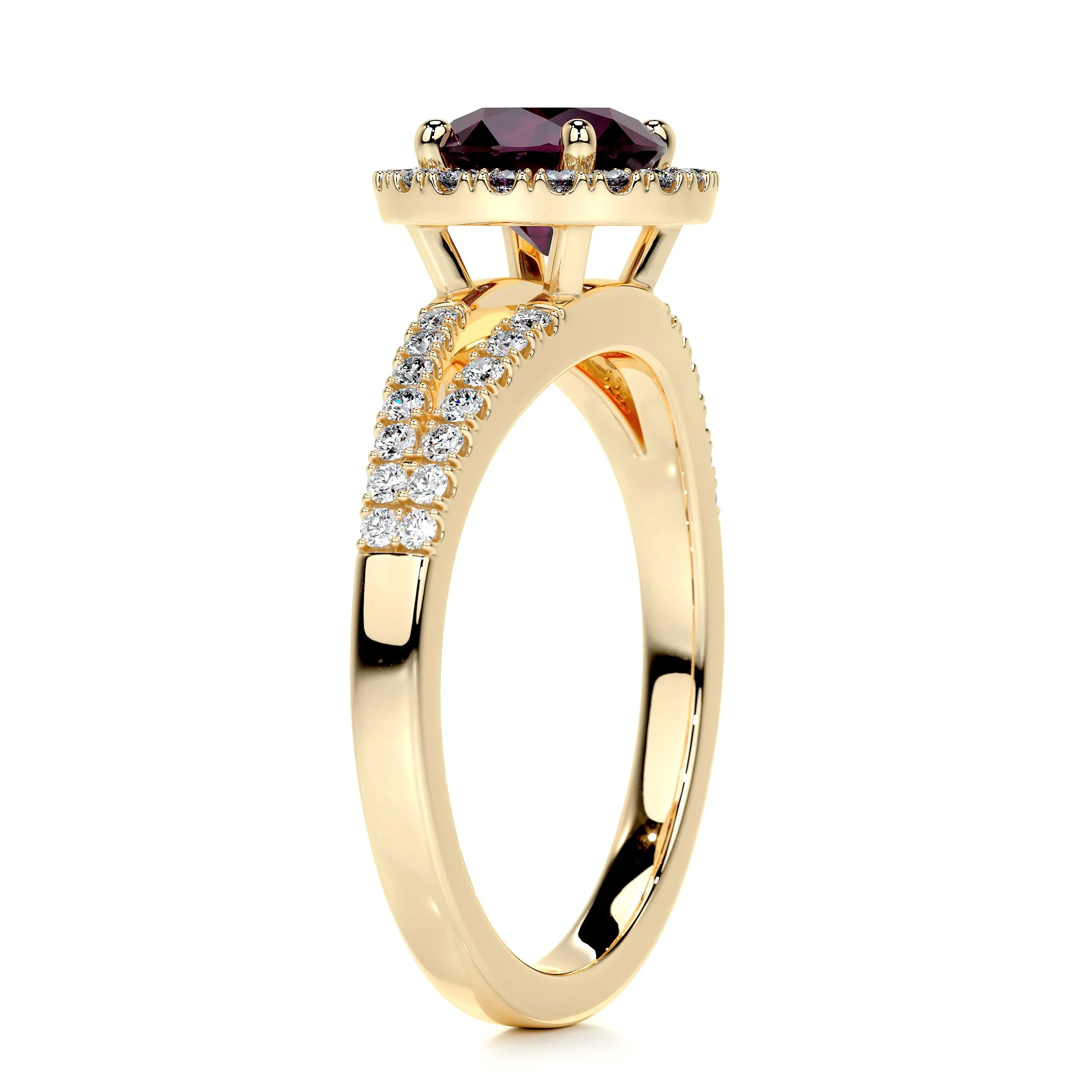 Hazel Gemstone & Diamonds Ring   (1.25 Carat) -18K Yellow Gold