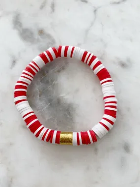 Heishi Color Pop Bracelet Red&White Multi  