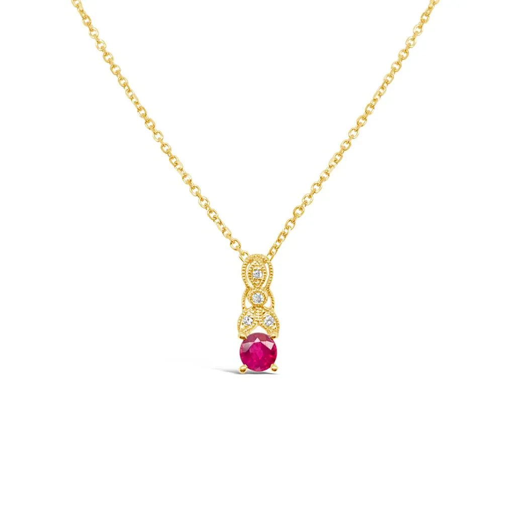 Irisa by Martin Binder Ruby & Diamond Filigree Pendant Necklace