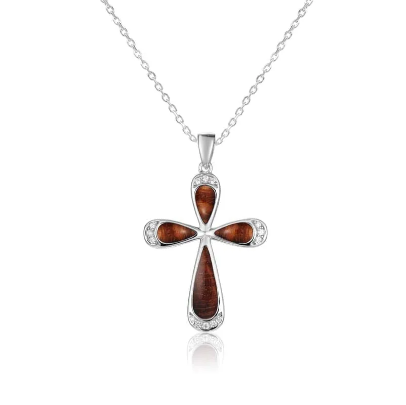 Koa Wood Ke’a Cross Pendant