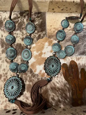 Large Patina concho necklace set