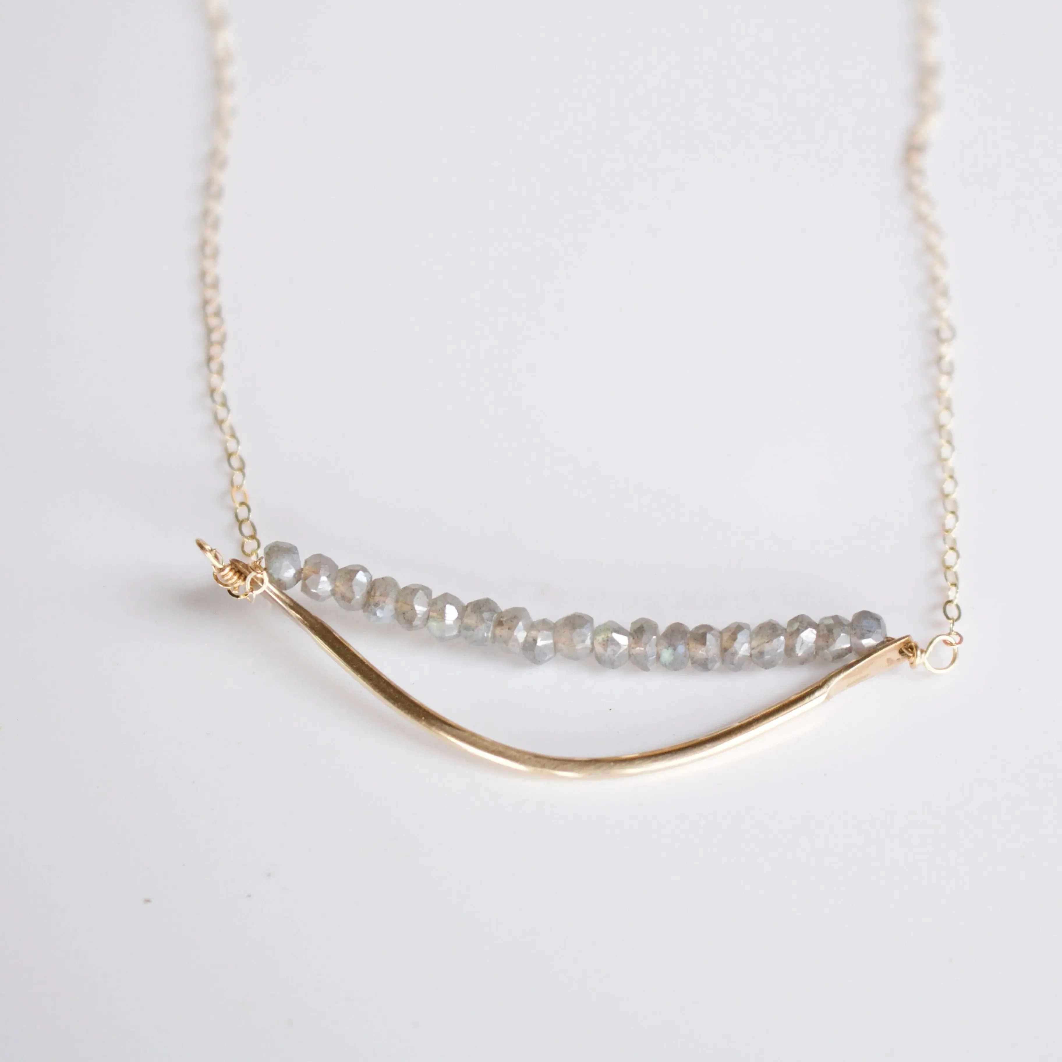 Marin Gemstone Bar Gold Fill Necklace