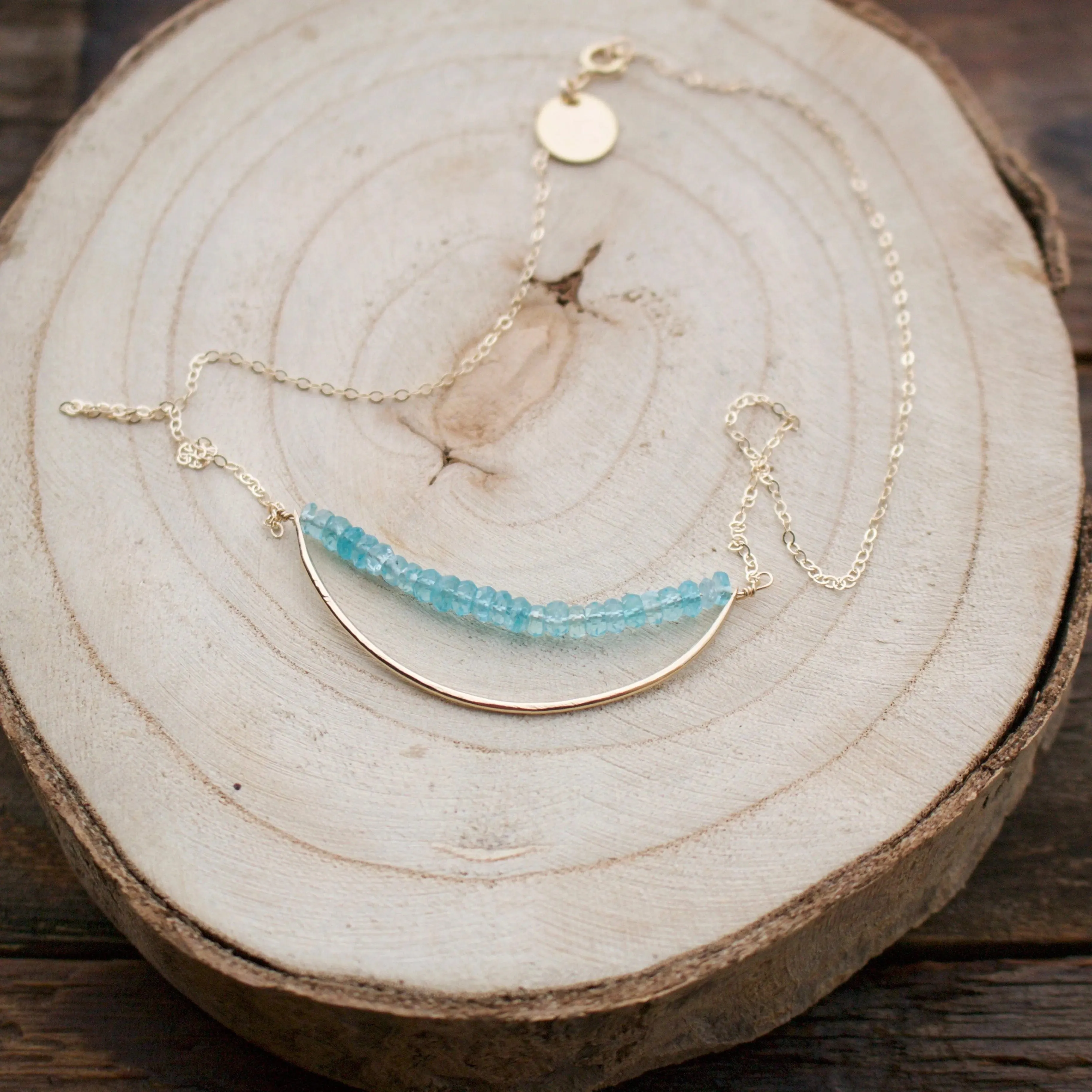 Marin Gemstone Bar Gold Fill Necklace