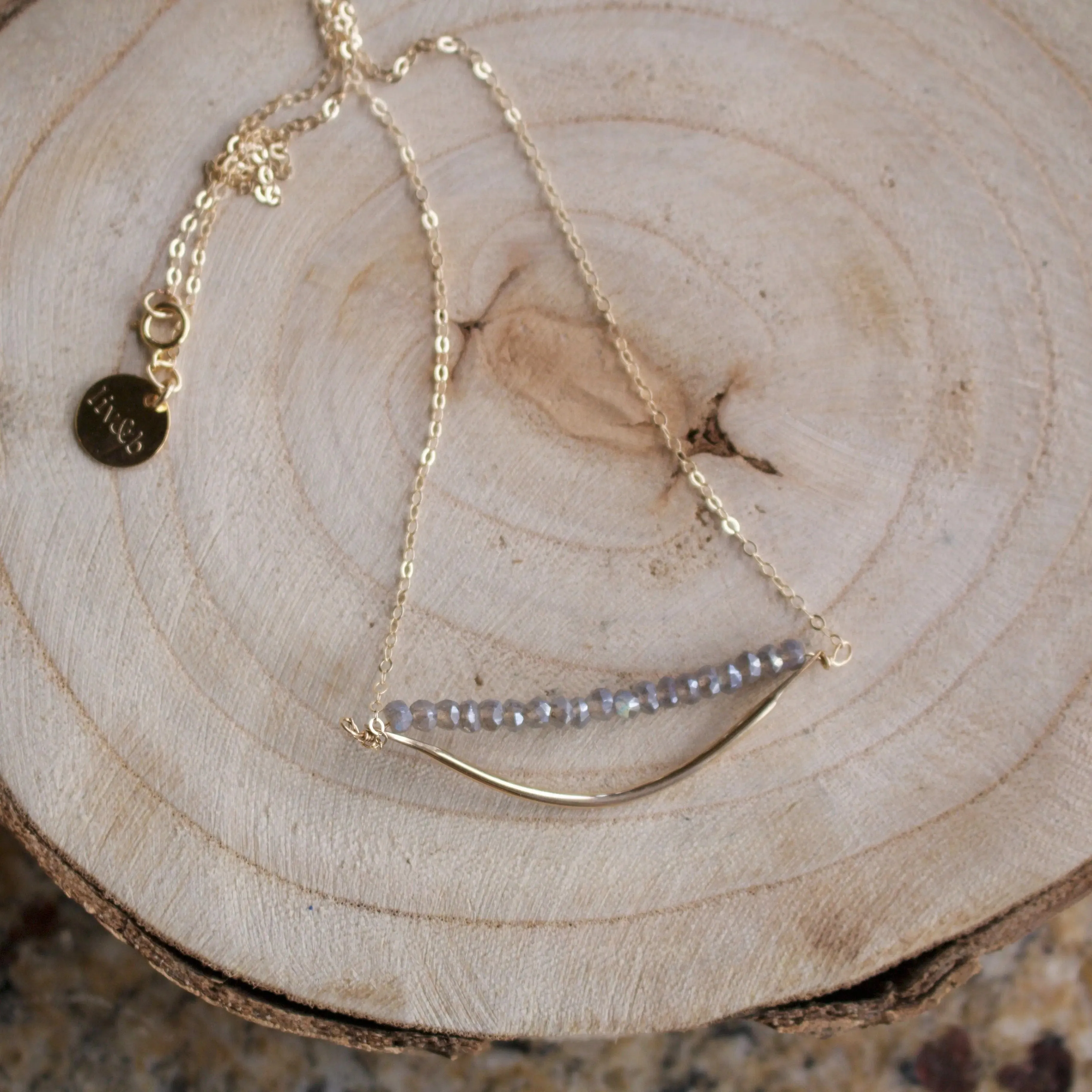 Marin Gemstone Bar Gold Fill Necklace