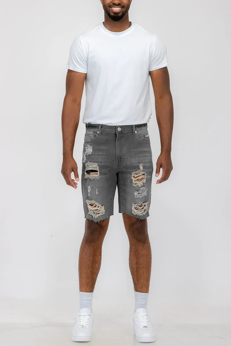 Mens Distressed Denim Shorts