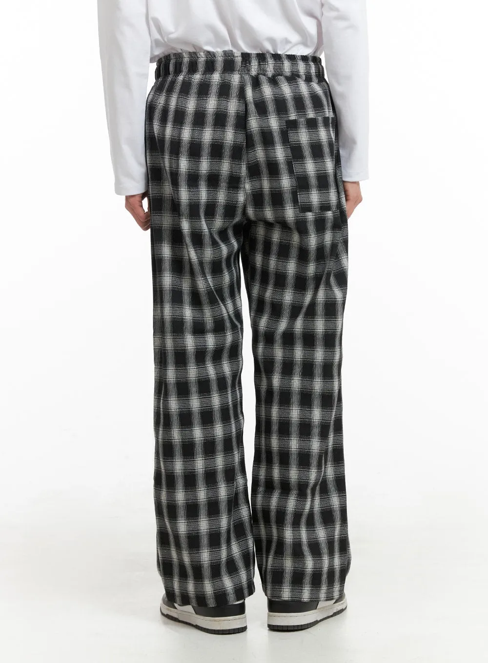 Men's Wide Fit Gingham Trousers IA401