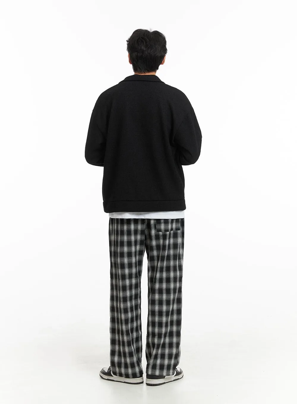 Men's Wide Fit Gingham Trousers IA401