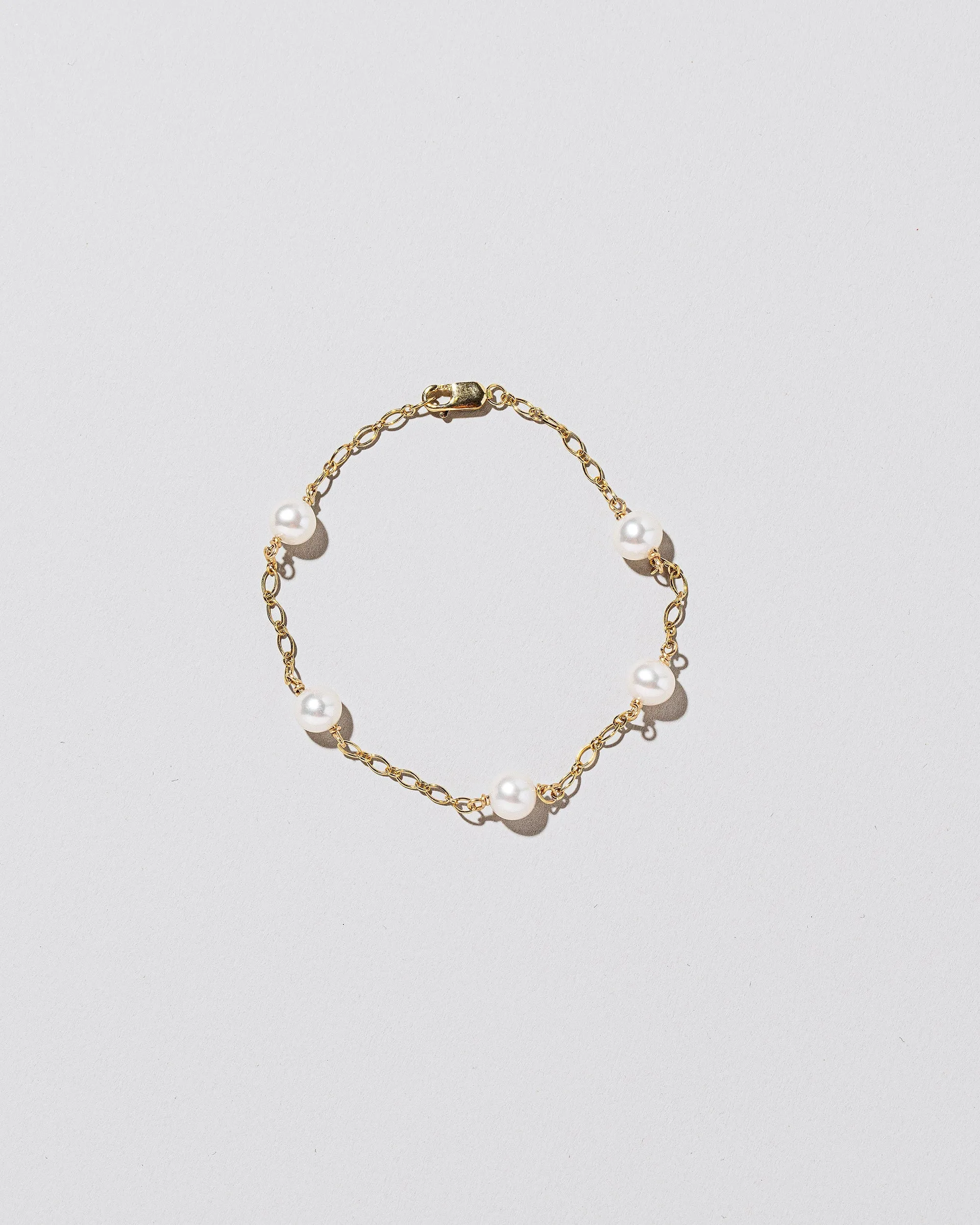 Pearl Station Bracelet Open Oval Chain