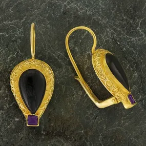 Penelope Pureheart Onyx and Amethyst Earrings