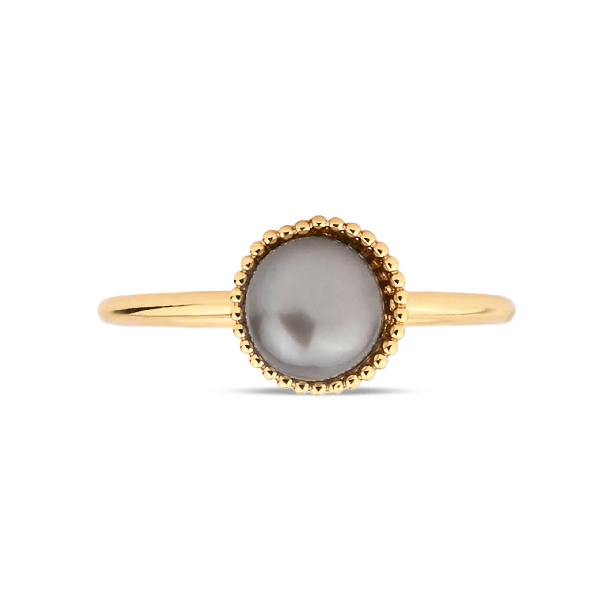 Real Gold-Plated Pearl Ring Grey-Large