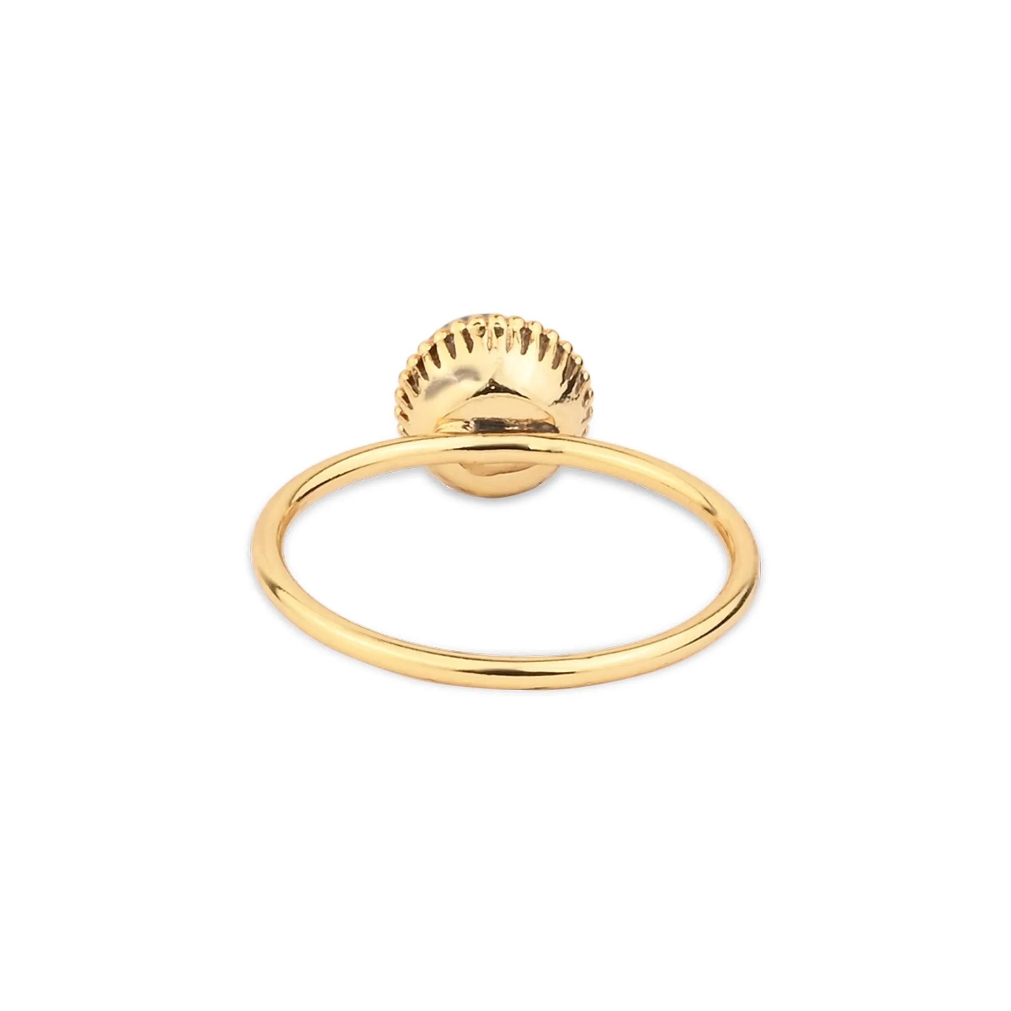 Real Gold-Plated Pearl Ring Grey-Large