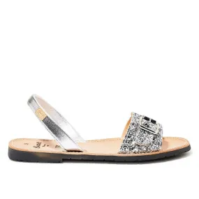 Renewed Glitter Leather Open Toe Menorcan Sandal For Women - A 1550