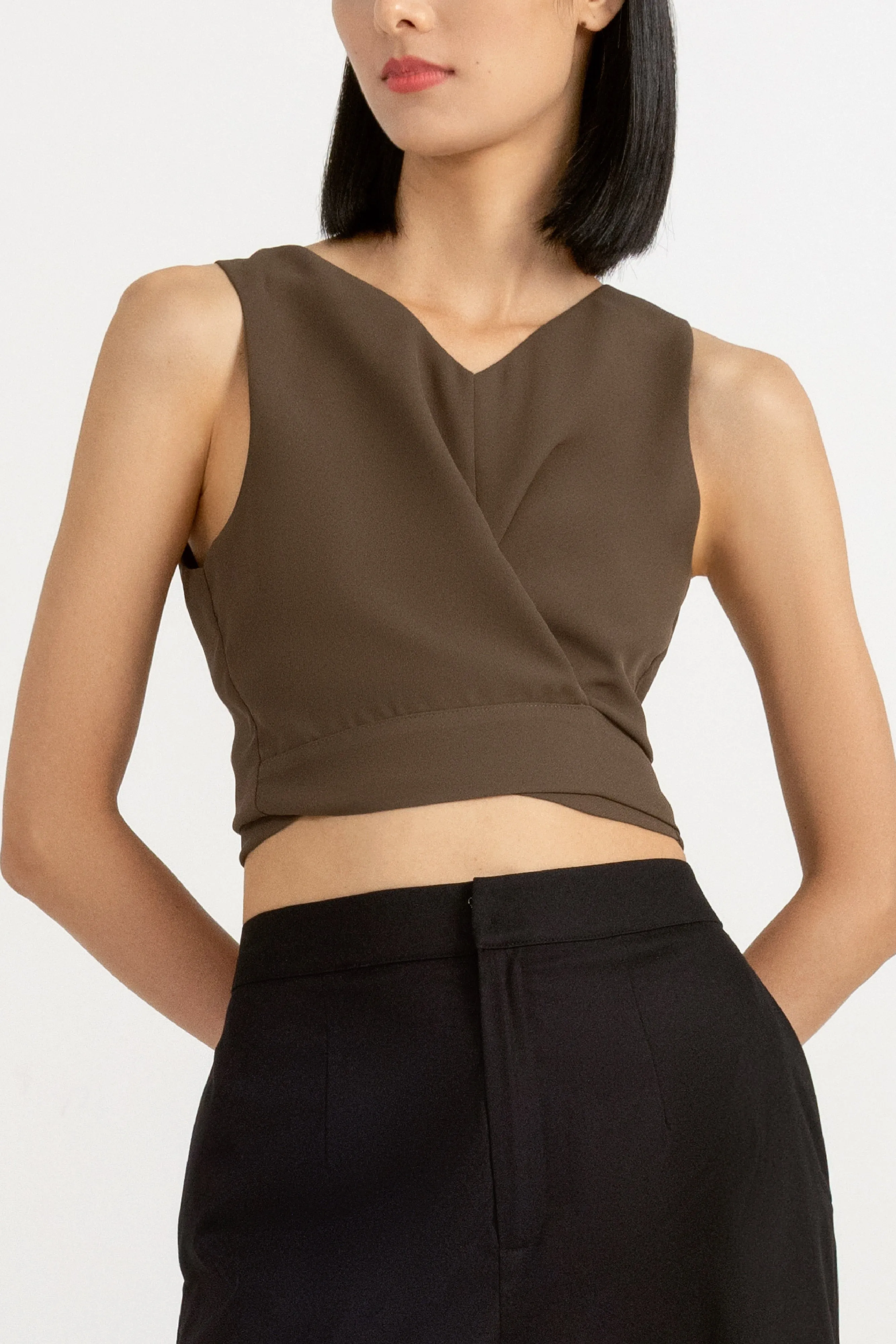 [Restocked] Blake Two-Way Wrap Top in Olive Green