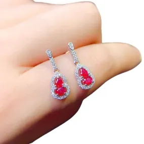 Ruby Gem Classic 925 Sterling Silver Drop Earring