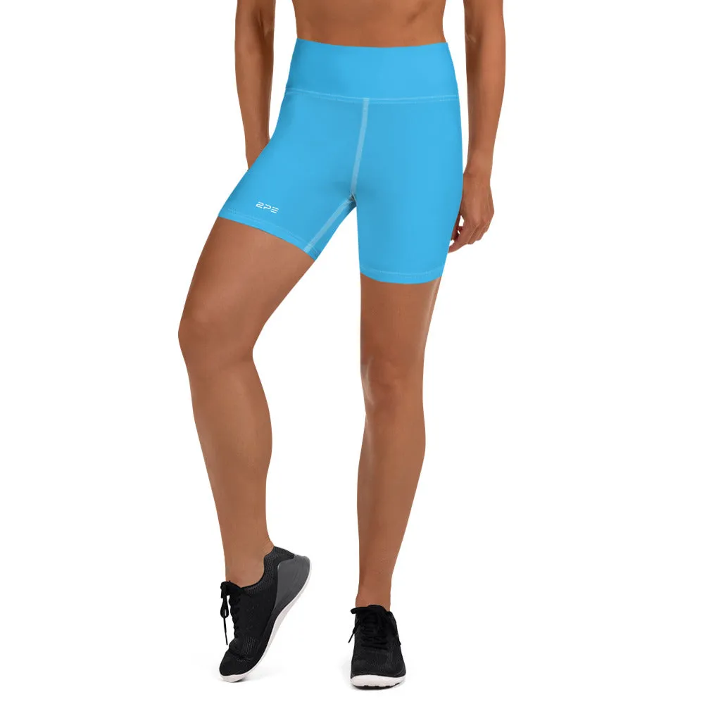 Sky Blue High Waist Yoga Shorts